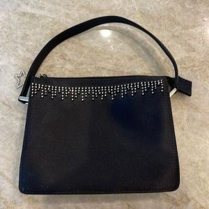 Nine West black satin and rhinestone purse. Perfect for an evening out.